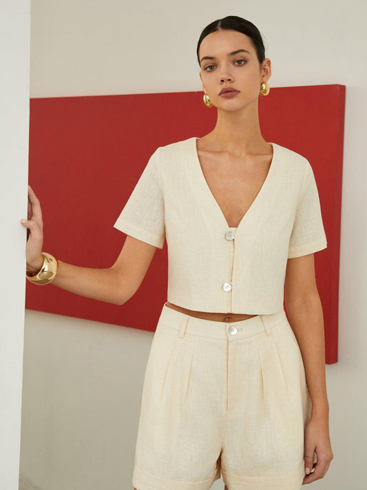 Set av Shorts i Bomull och Lin med Fickor