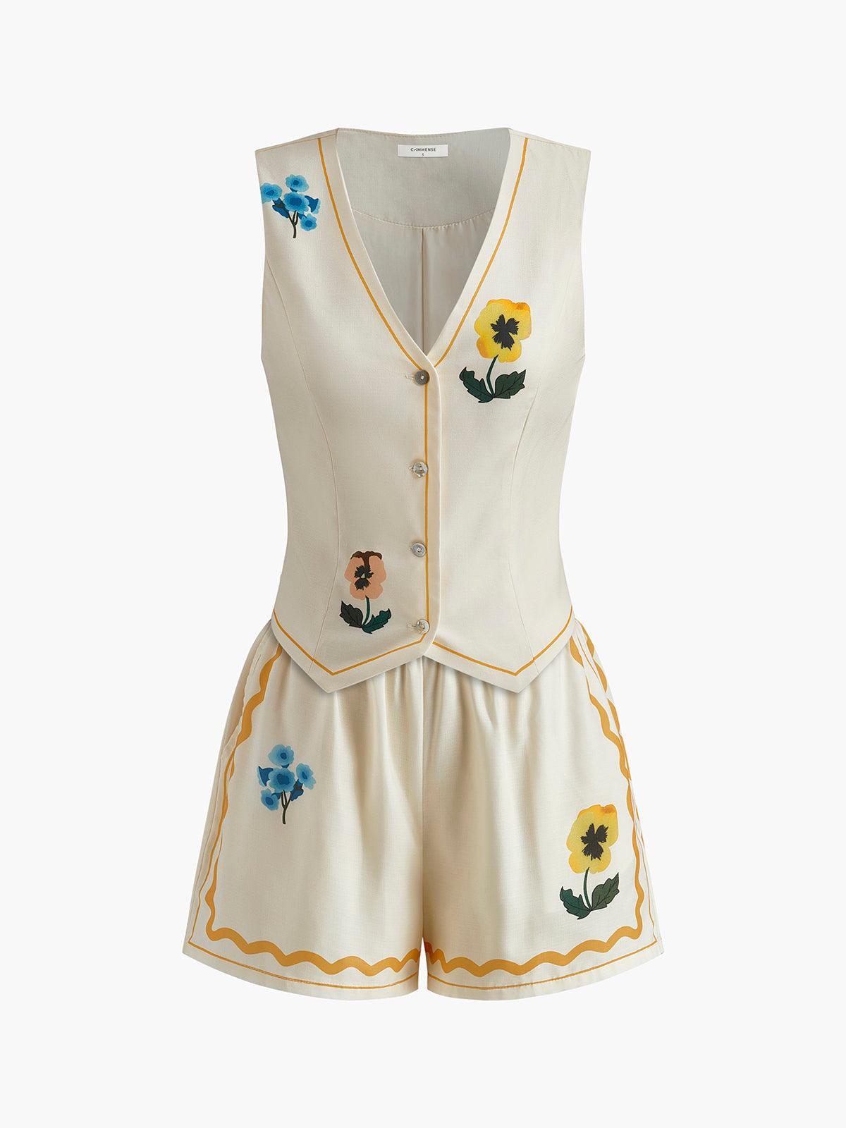 Set med blommönstrade shorts