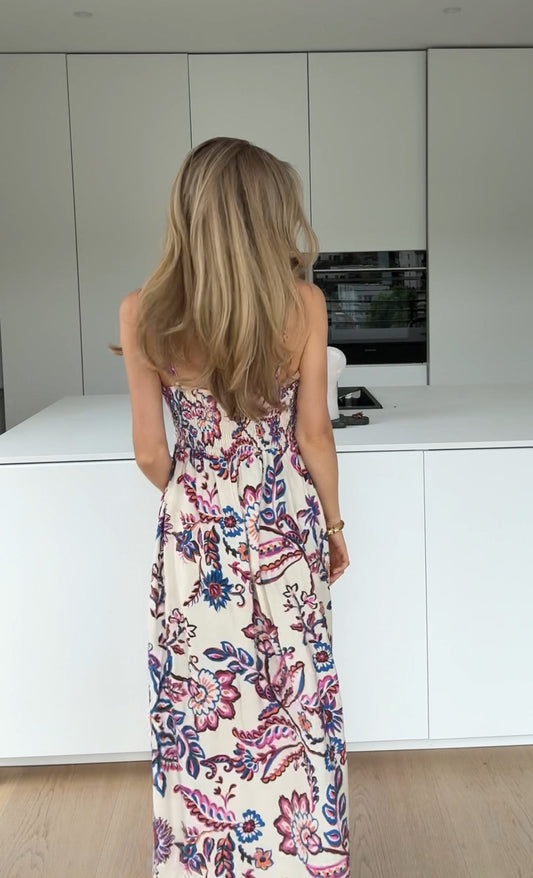 MAXI KLÄNNING MED ROSA BLUMMAR