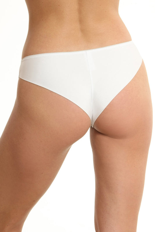 Braziliansk stringtrosa i mikrofiber och spets CATRINA S1120N vit