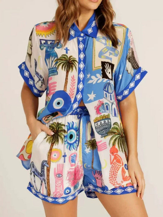 Set med skjorta och shorts i casual chic