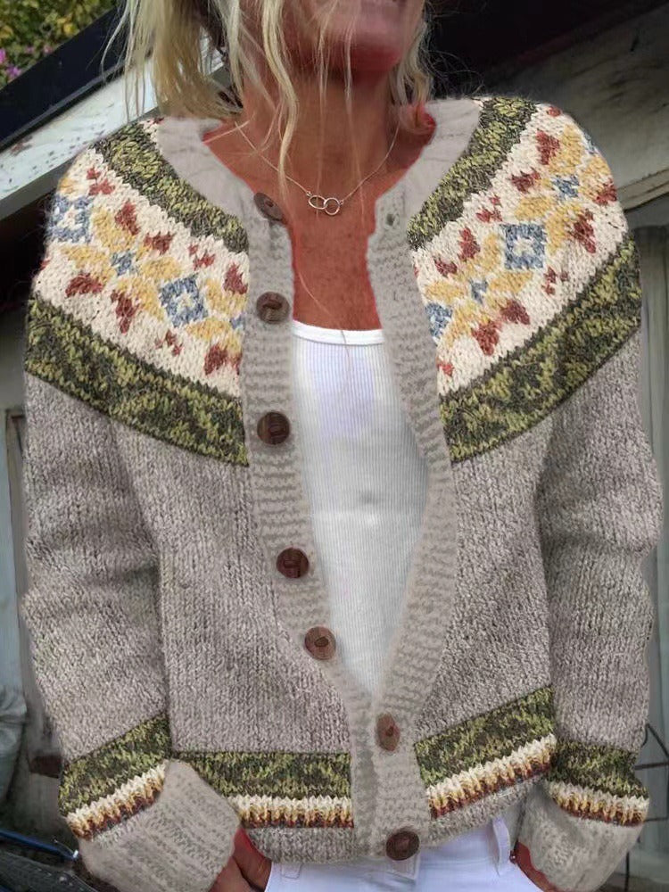 Melina | Vintage Isländsk Stickad Jacka
