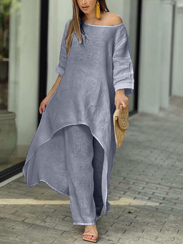 Elegant tvådelad set i solid färg