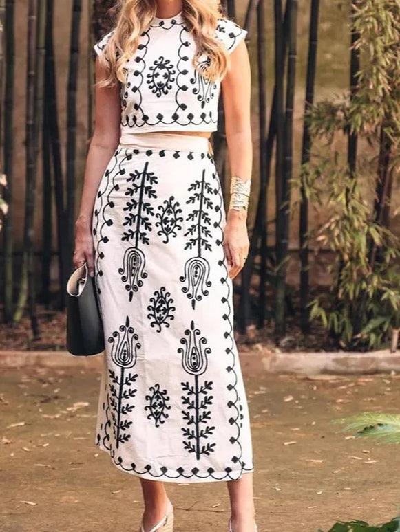 Casual tryckt kjol för högtider