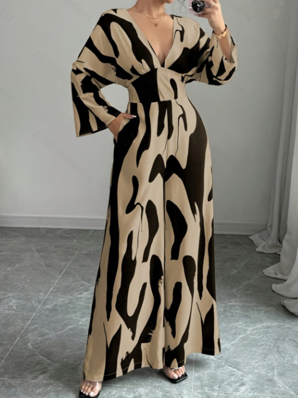 Elegant Overall med Abstrakt Mönster för Casual Mode