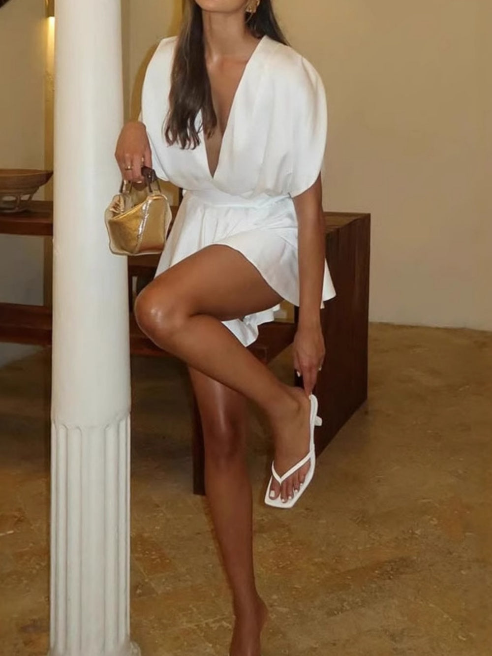 Salopetă sexy din satin cu talie joasă