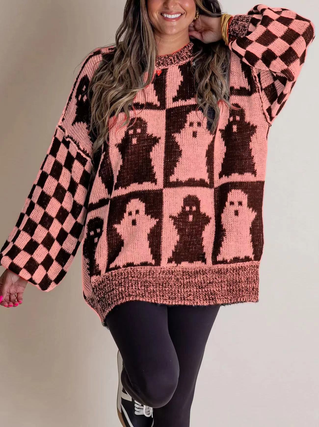 Pulover lejer cu model de Halloween