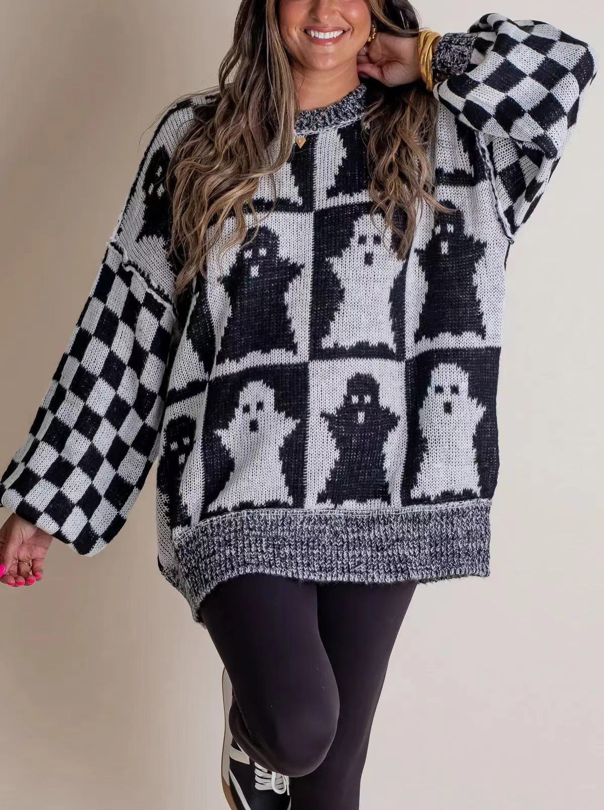 Pulover lejer cu model de Halloween