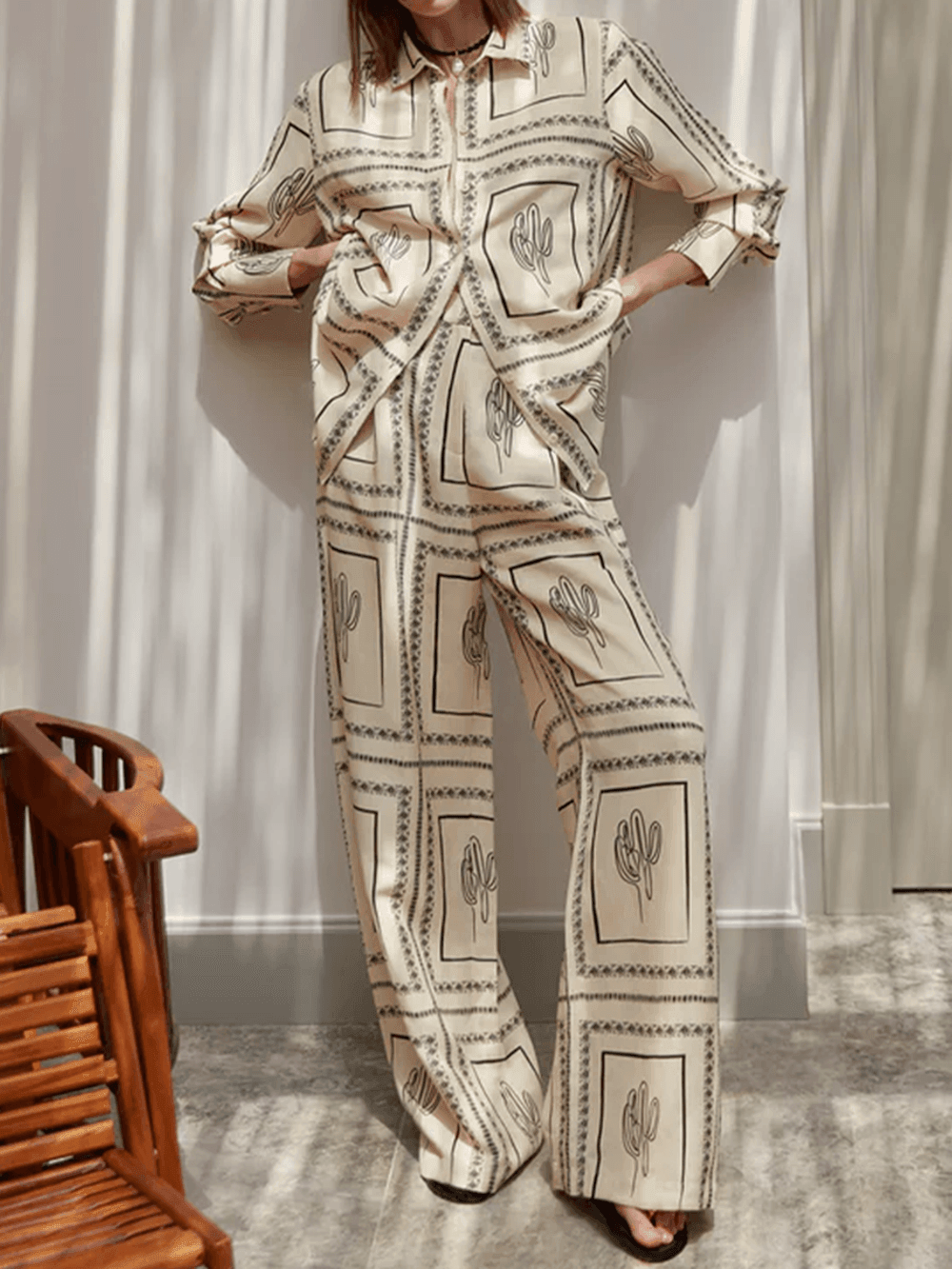 Set de Imprimare Abstractă cu Linii Geometrice, în Două Piese