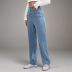 Nina | Pantaloni elastici cu talie înaltă