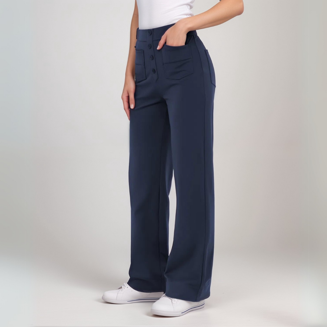 Nina | Pantaloni elastici cu talie înaltă