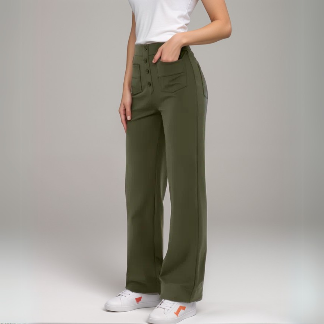 Nina | Pantaloni elastici cu talie înaltă
