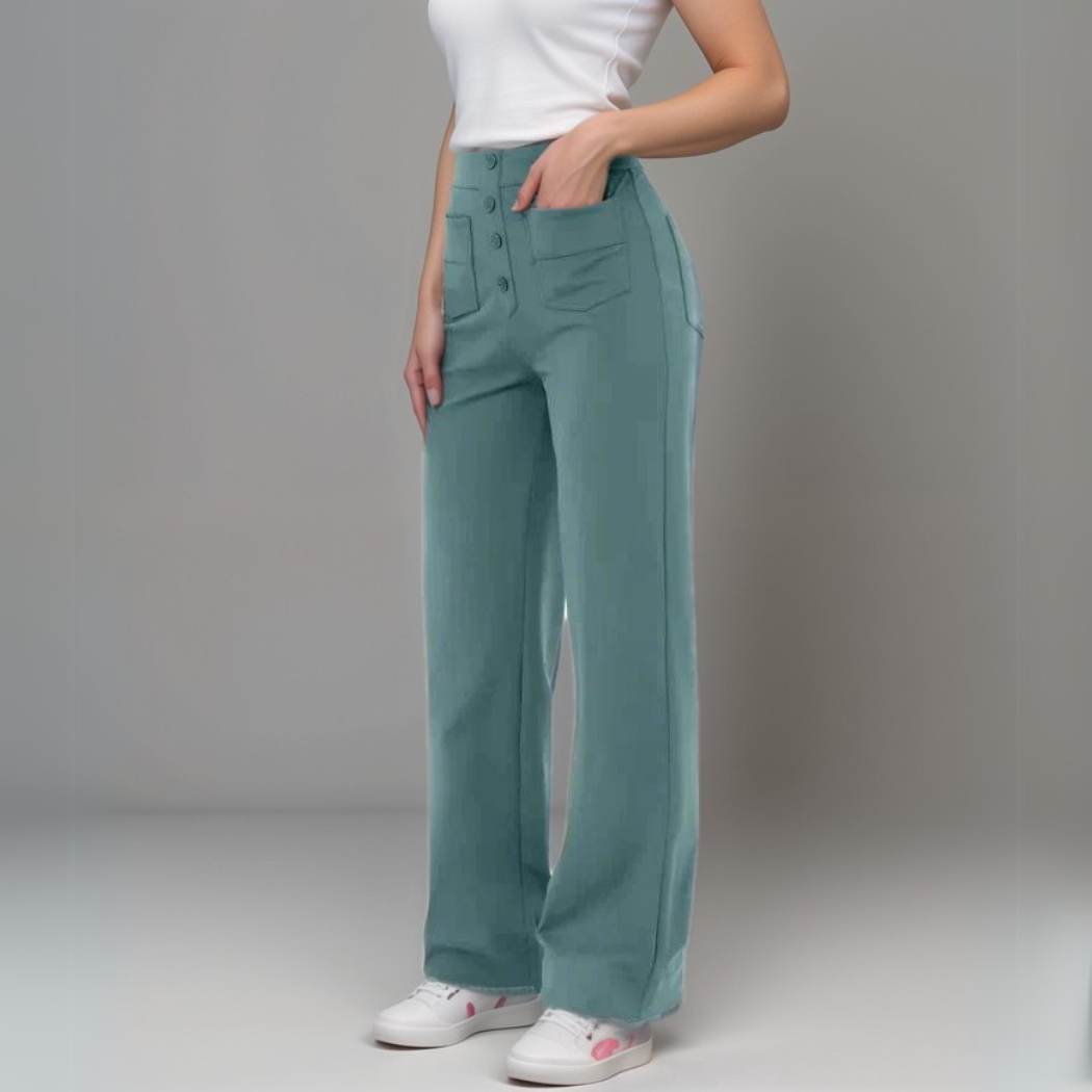 Nina | Pantaloni elastici cu talie înaltă