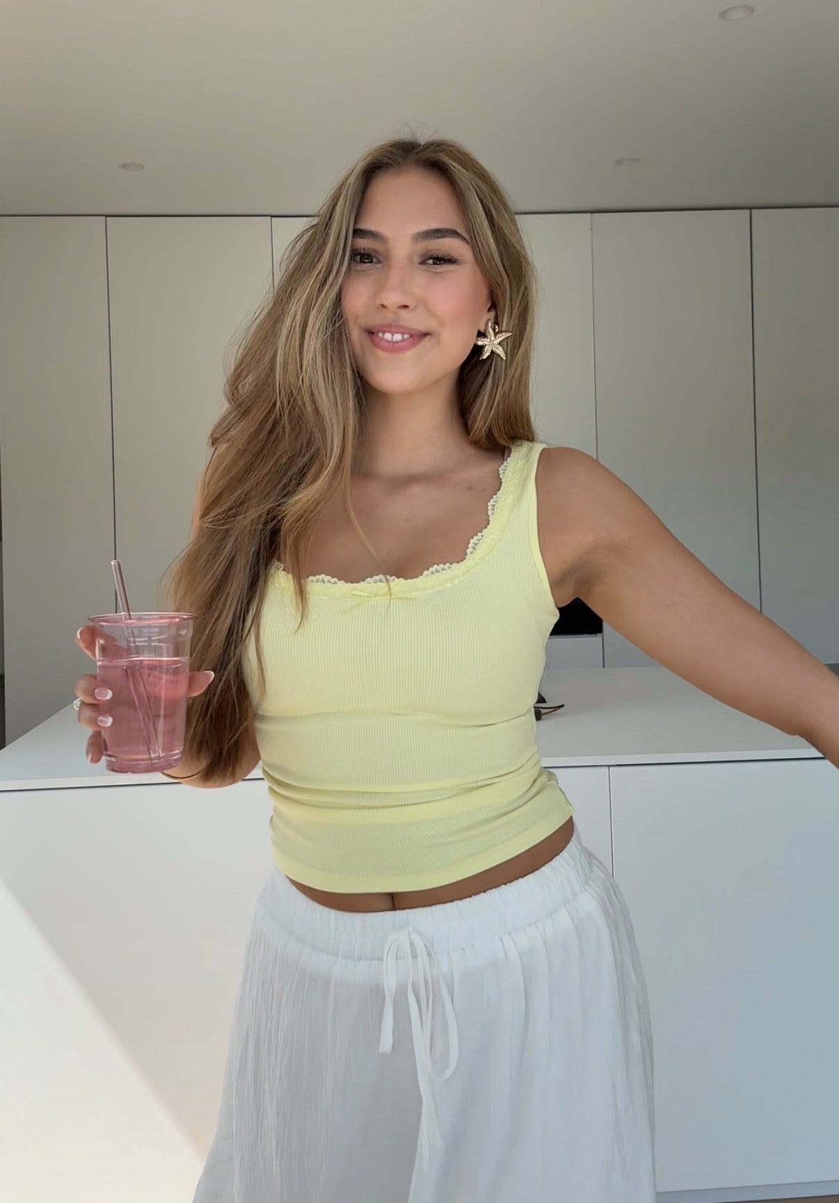 TOP DANTELĂ BASIC CITRON