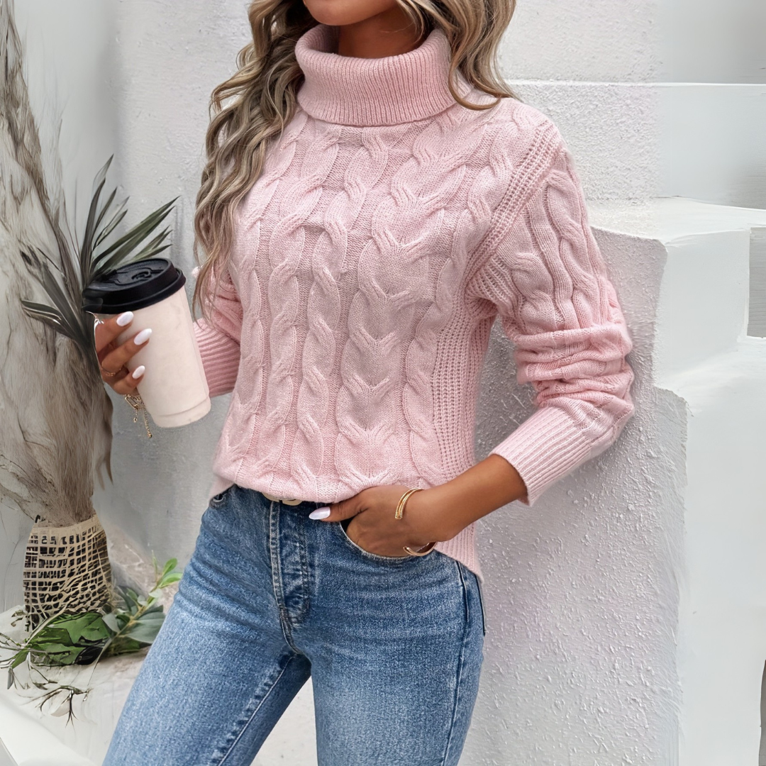 Amelia | Pulover elegant cu guler înalt din tricot