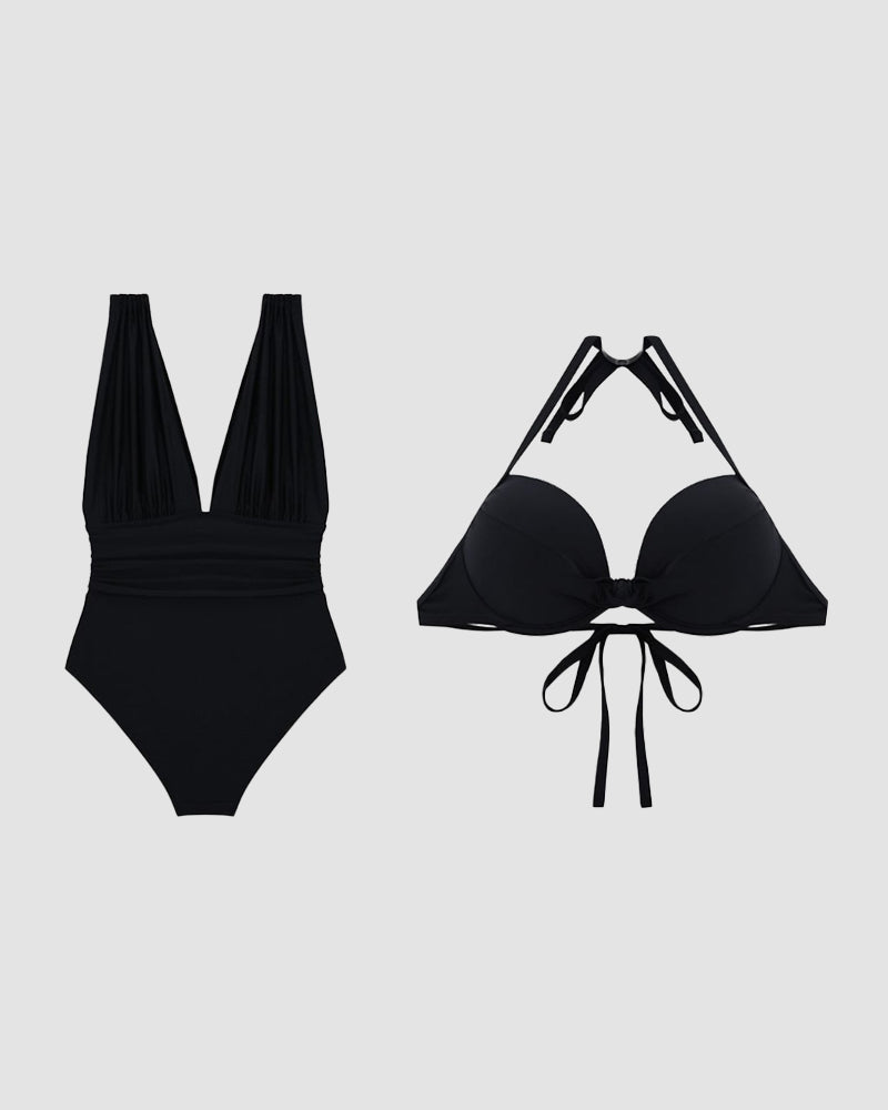 Karina | Costum de baie modelator V cu efect de control al abdomenului