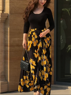 Fustă plisată imprimată galbenă + set top