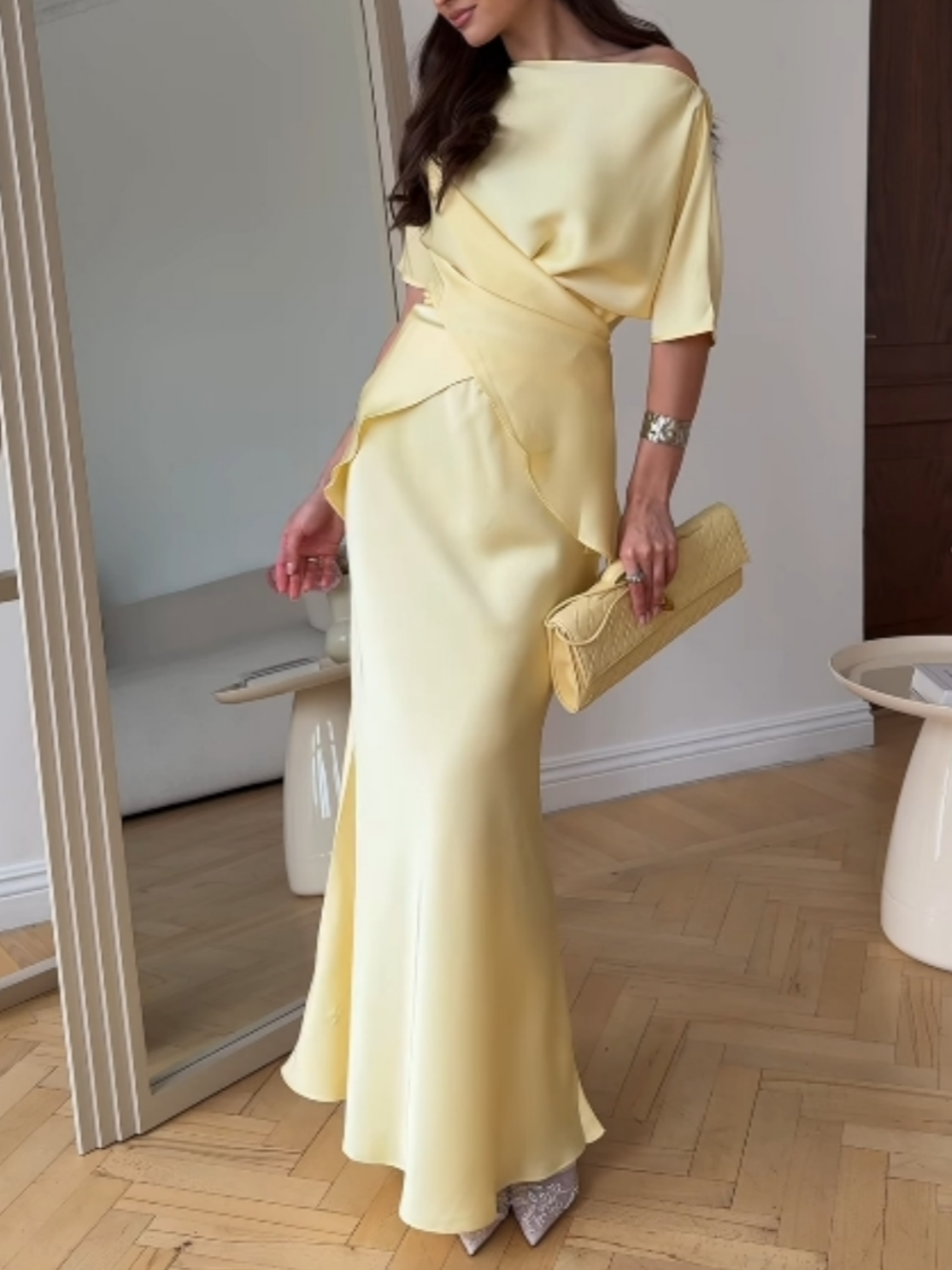 Top och kjol med vadderade band