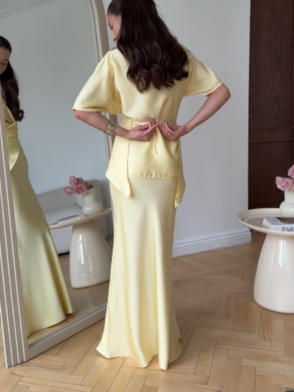 Top och kjol med vadderade band