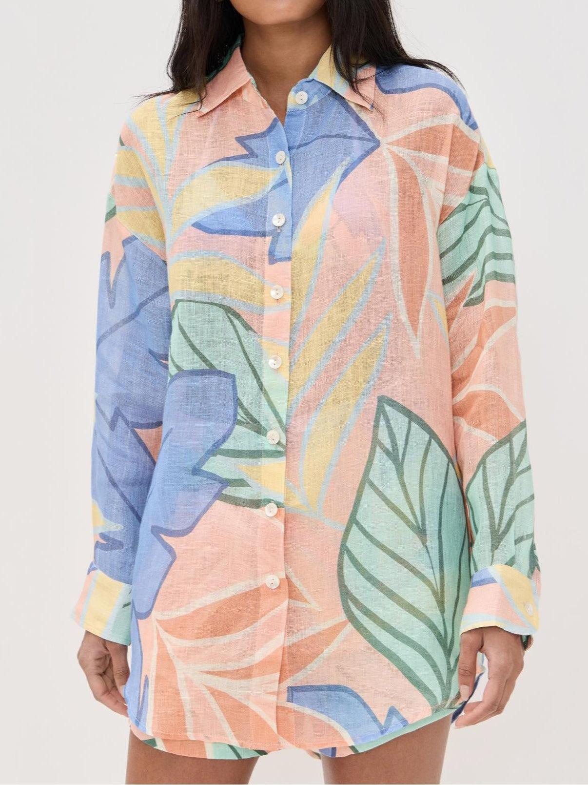 Set scurt cu imprimeu tropical Playa Boyfriend