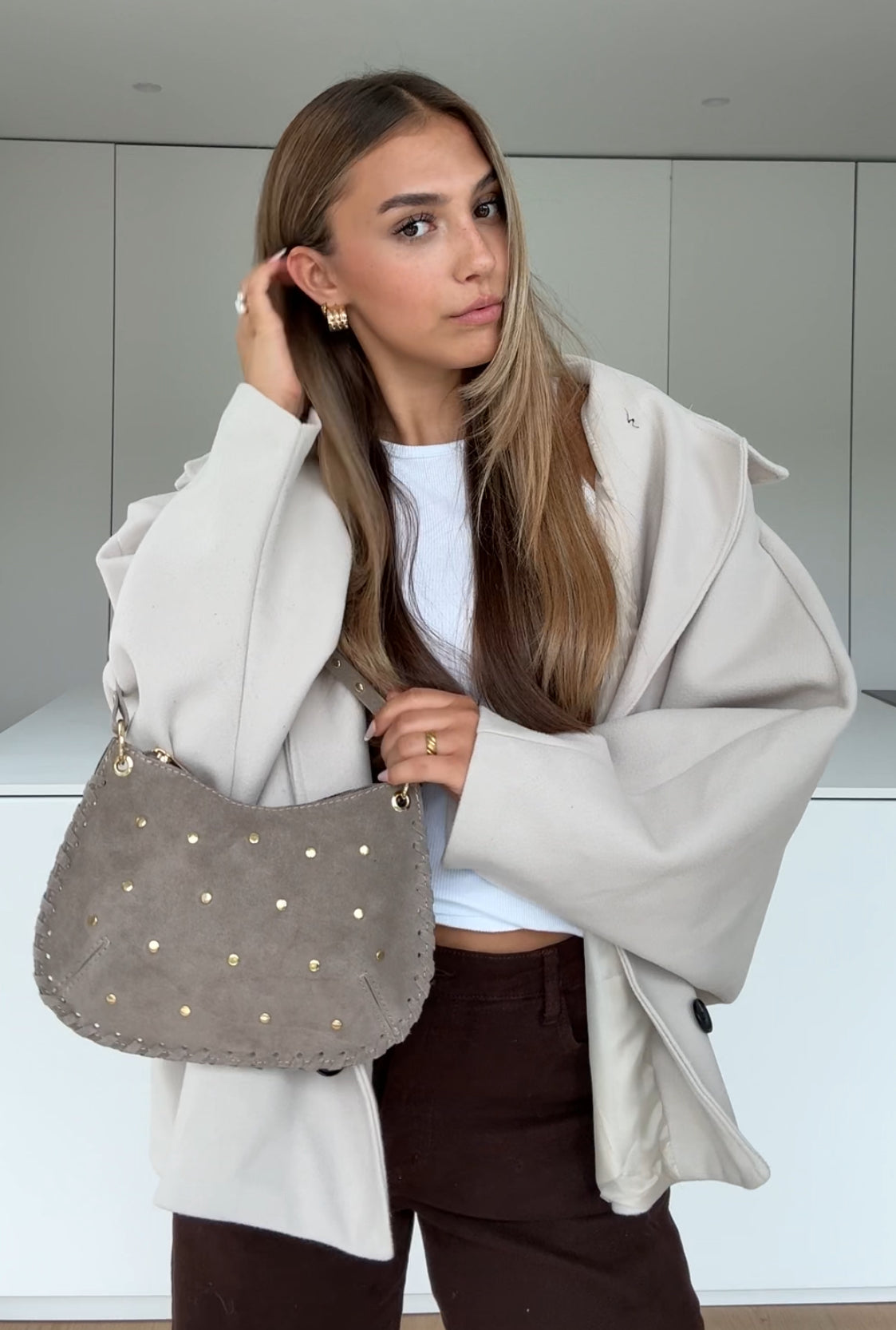 GEANTĂ DIN SUEDE TAUPE