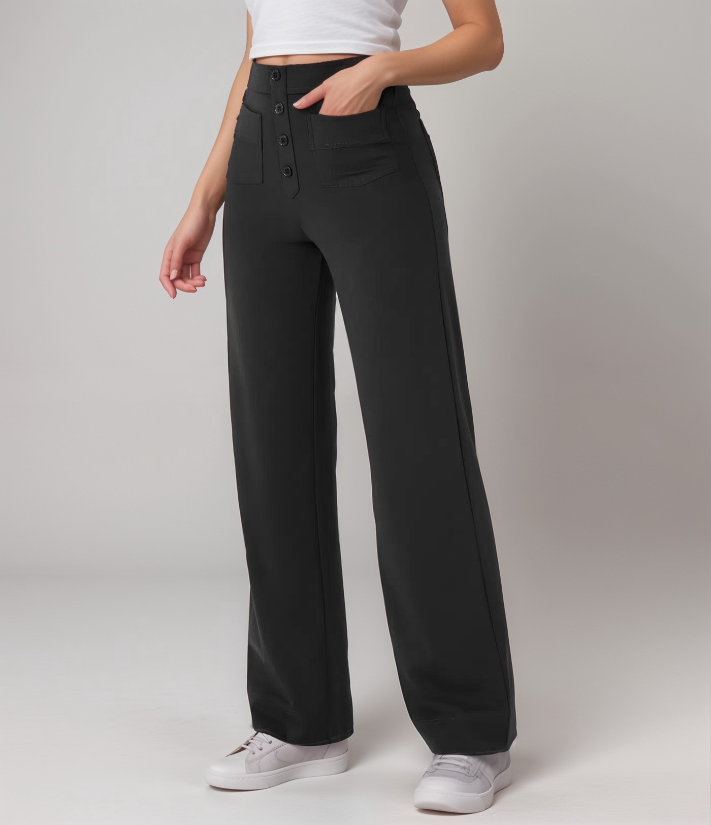 Nina | Pantaloni elastici cu talie înaltă