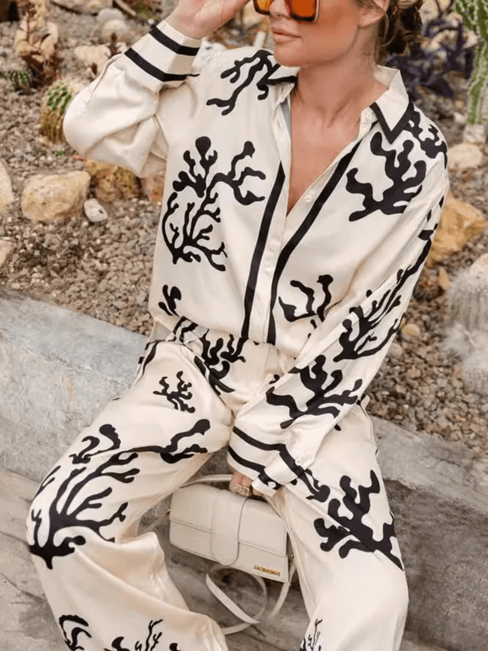 Set Casual din Satin în Două Piese