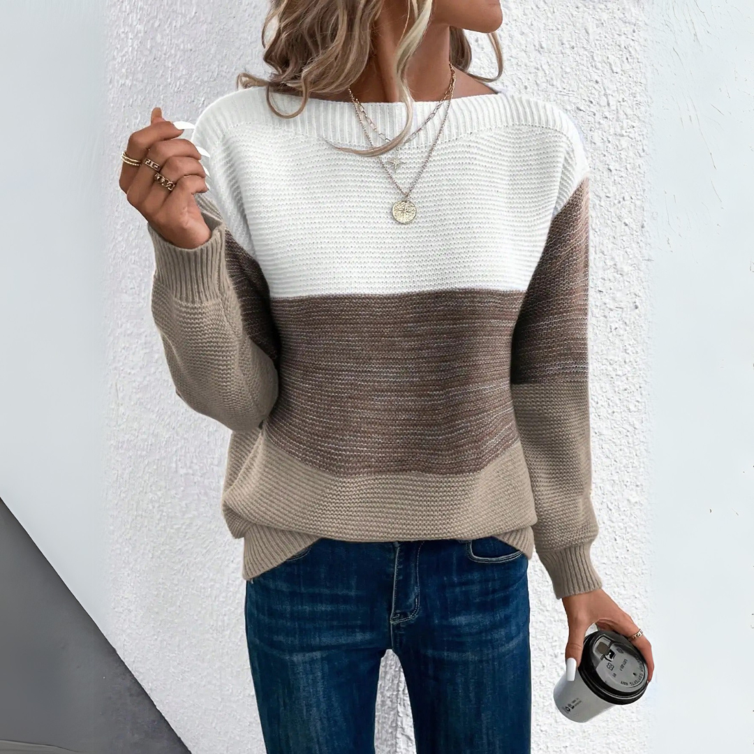 Clara | Pulover patchwork elegant în trei culori