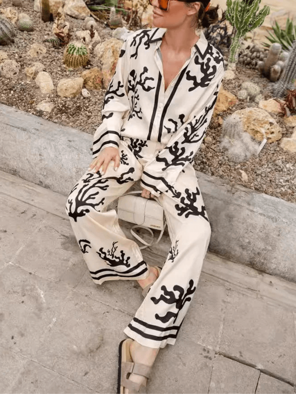 Set Casual din Satin în Două Piese