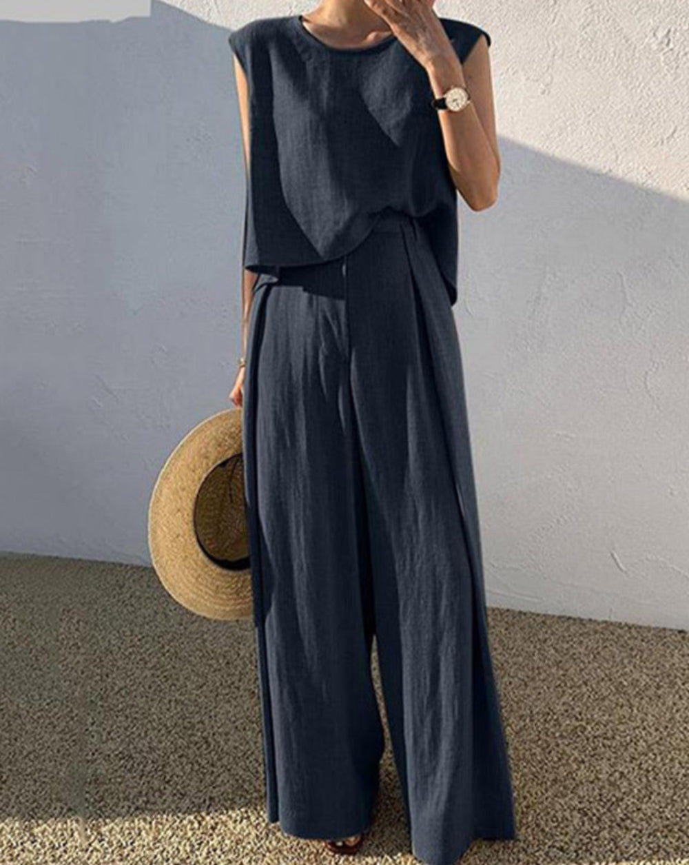 Set med Casual Byxor i Linblandning