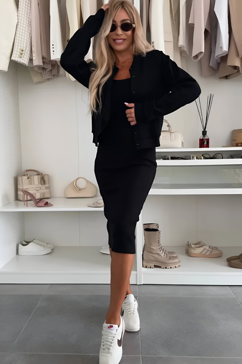 Rochie Midi Elegantă & Gilet