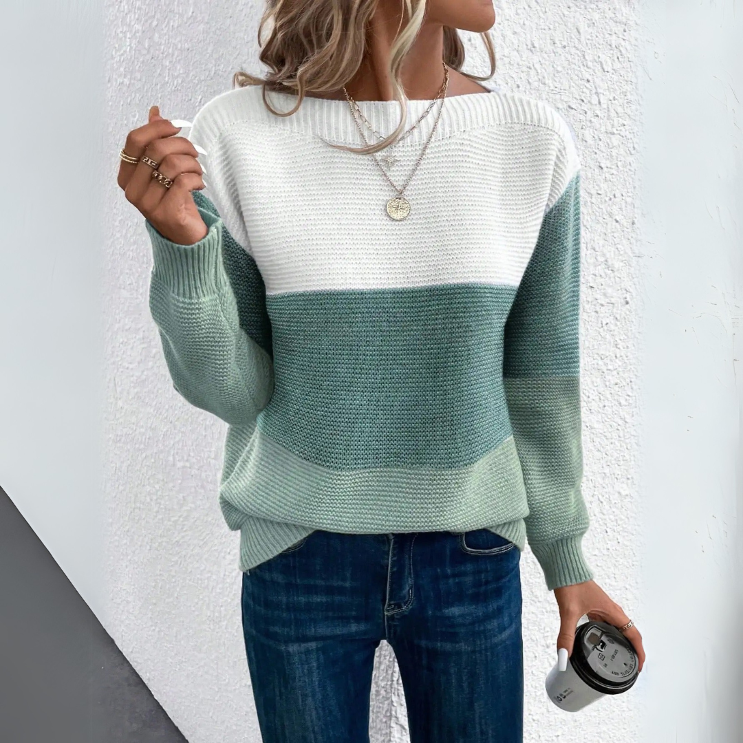 Clara | Pulover patchwork elegant în trei culori