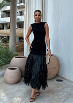 Piper | Rochie maxi cu ciucuri