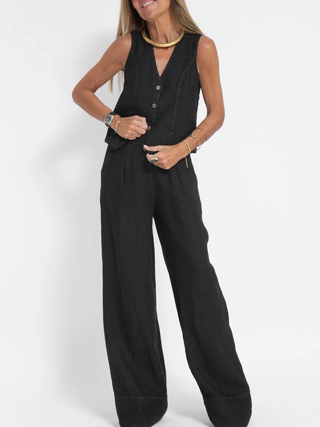 Costum de Leisure din Bumbac cu Vestă și Pantaloni