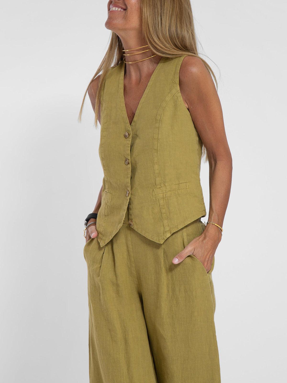 Costum de Leisure din Bumbac cu Vestă și Pantaloni