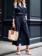 Set de Pantaloni Capri Roz și Cămașă Lejeră din In