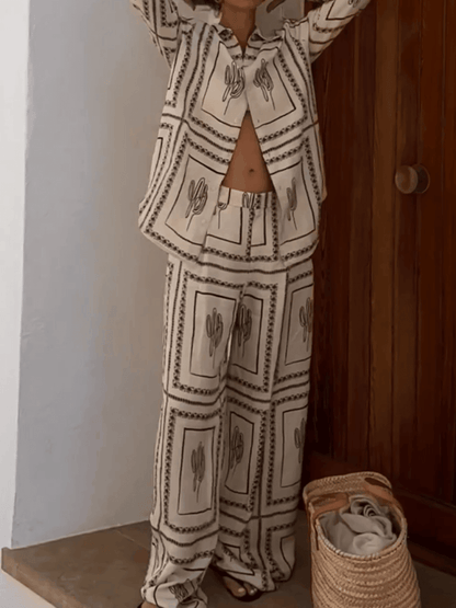 Set för Abstrakt Tryck med Geometriska Linjer, i Två Delar