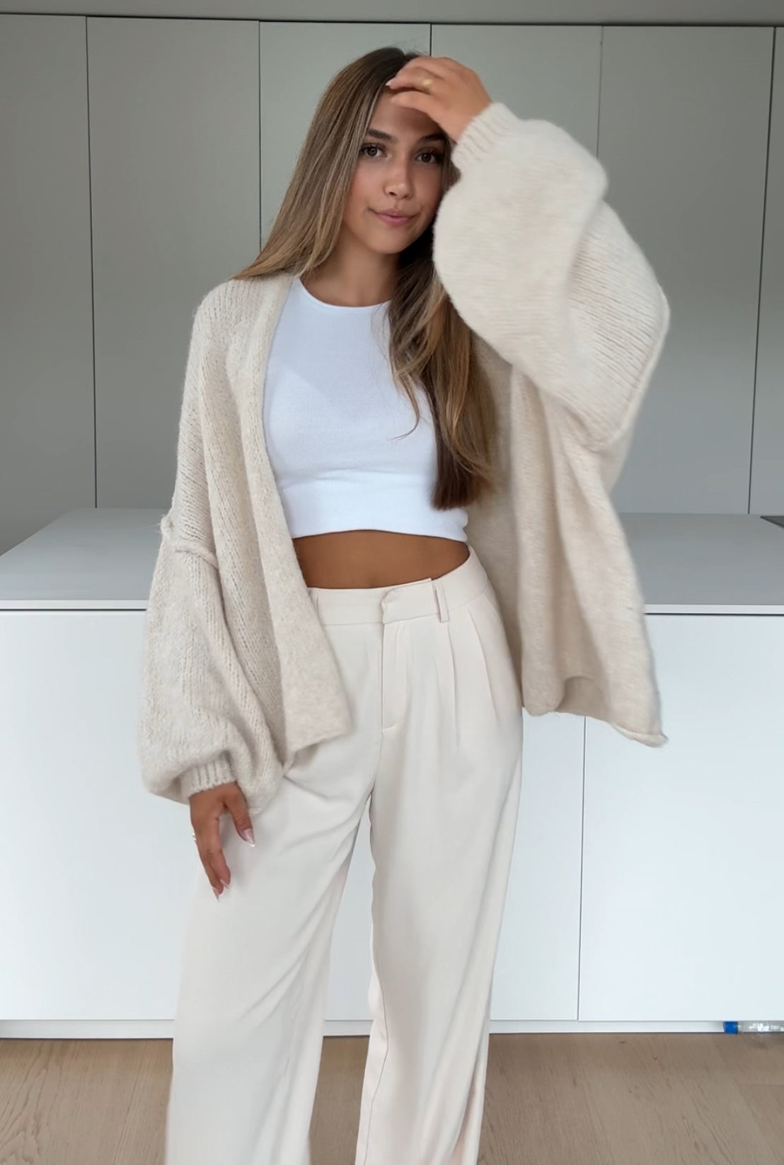 CARDIGAN CLASIC PUFOASĂ VANILIE