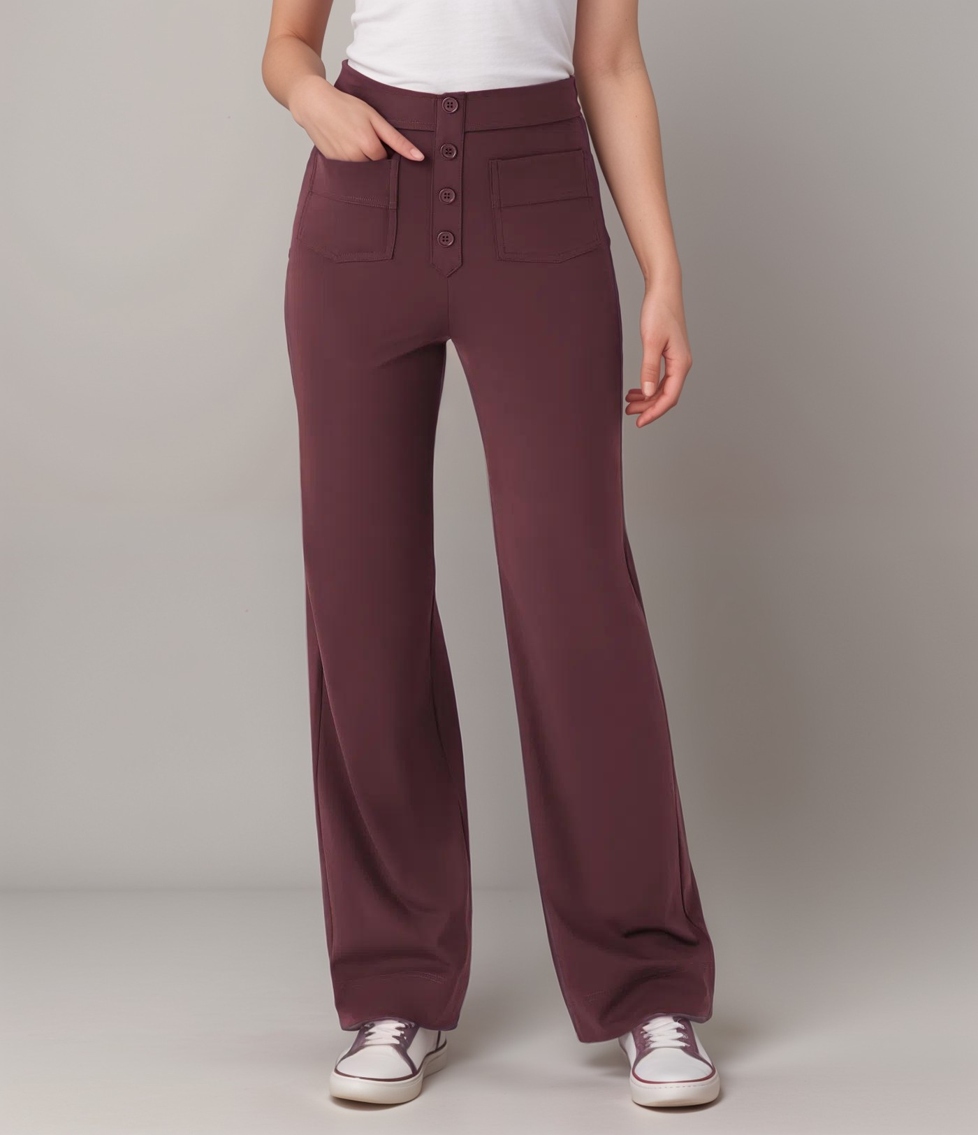 Nina | Pantaloni elastici cu talie înaltă