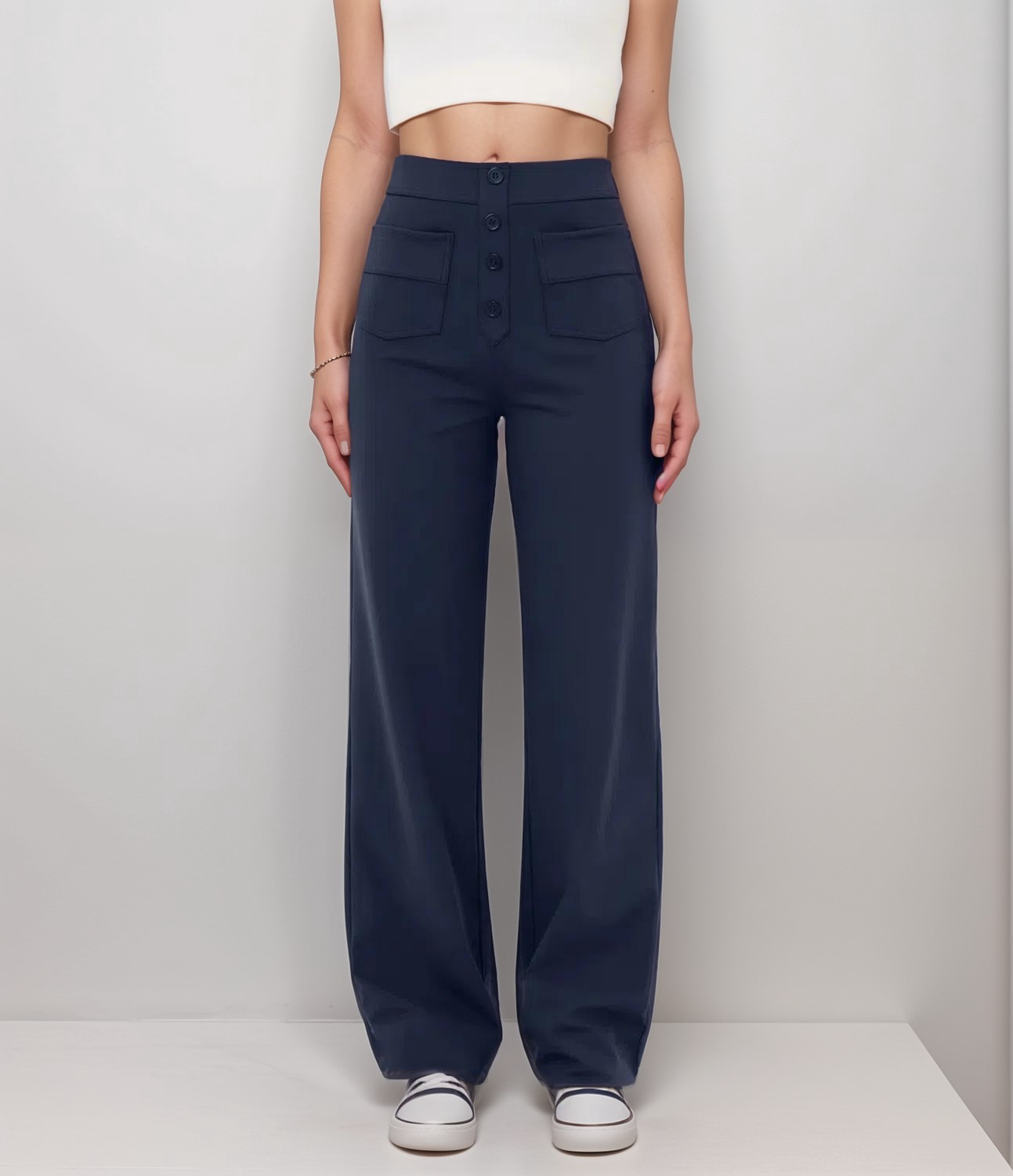 Nina | Pantaloni elastici cu talie înaltă