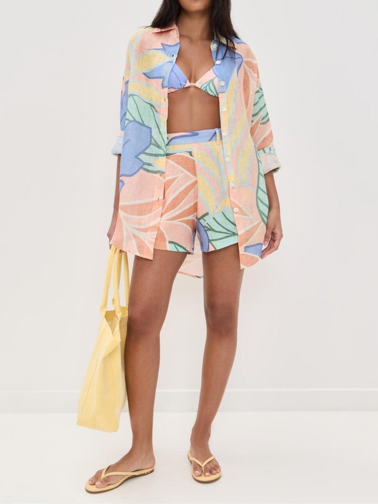 Set scurt cu imprimeu tropical Playa Boyfriend