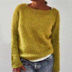 Pulover casual din material moale, cu guler rotund