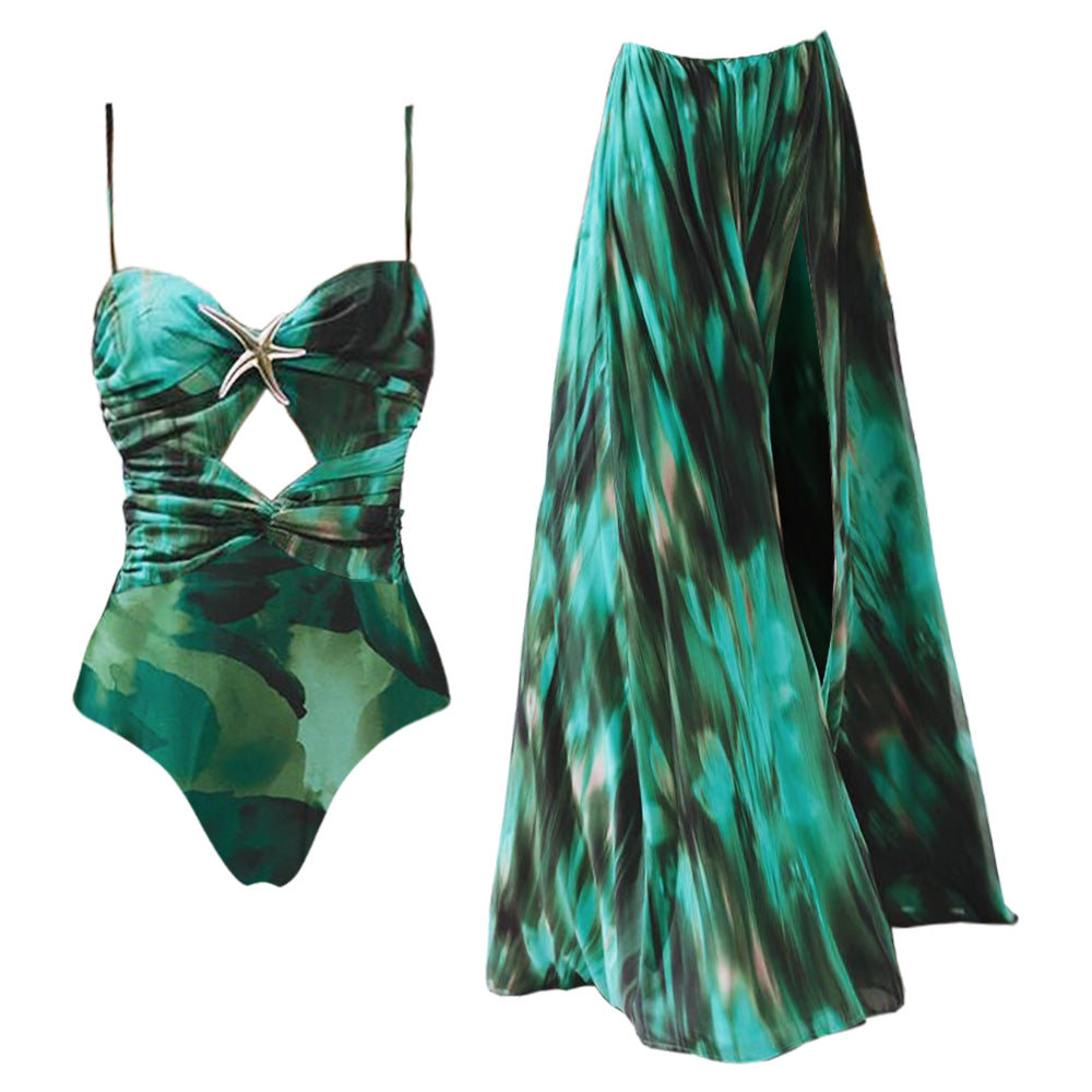 Costum de baie și fustă cu volane, Stea de Mare Verde
