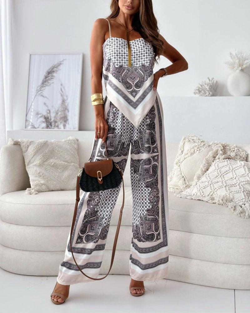Set două piese cu vesta și pantaloni imprimeu elegant