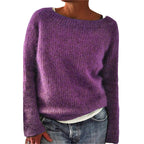 Pulover casual din material moale, cu guler rotund