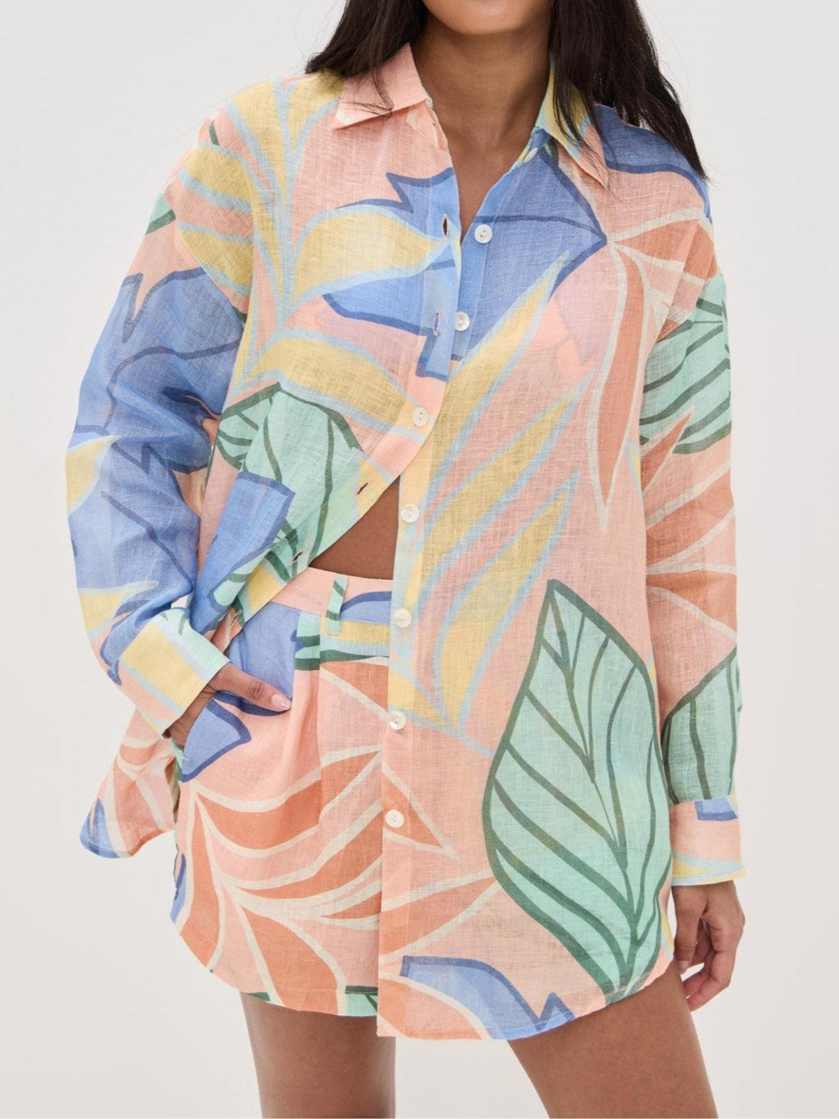 Set scurt cu imprimeu tropical Playa Boyfriend
