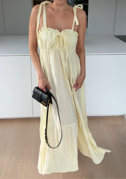 MAXI WAFLEKLÄNNING MED CITRONOLJA