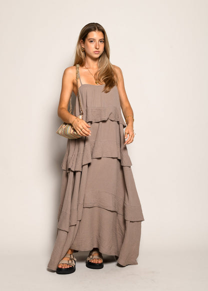 VOLANGKLÄDNAD TAUPE