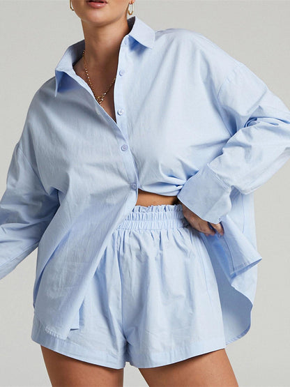 Set med korta byxor i bomull, två delar