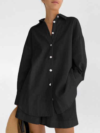 Set med kortbyxor i bomull i två delar